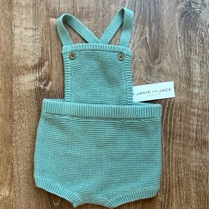 NEW Janie and Jack Green Knit Overalls